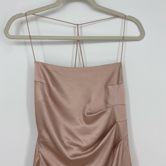 Significant Other Slip Midi Dress Size 4 Asymmetric Hem Cowl Neck Satin Pink - Picture 5 of 12
